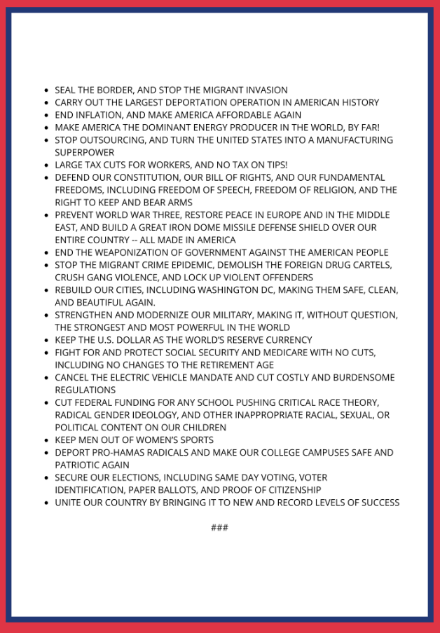 The RNC has adopted the 2025 Republican Party Platform! President Trump